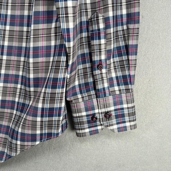 David Donahue Shirt Mens Size XL Gray Pink Blue Button Down Classic Fit Dress - Picture 2 of 12